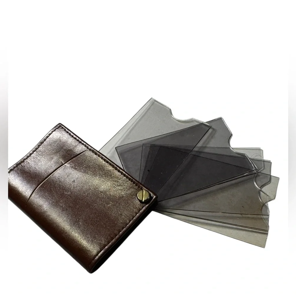 Brown Leather Wallet with Gold Accent Credit Card Holder Case